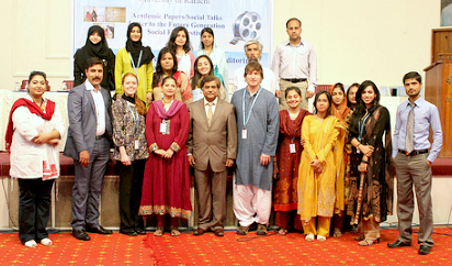 "Citizen diplomats" Heather Layton and Brian Bailey at the University of Karachi for the "Social Intervention Conference 2012: A Better Tomorrow for the Coming Generation". The conference was organized by two IVLP alumni.